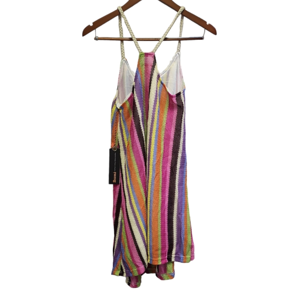 Anama Crochet Striped Mini Dress Swimswuit Coverup Resortwear Summer NWT Small - Picture 2 of 15